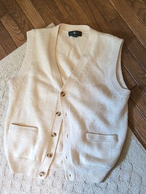Vtng Hunt Club Cream Wool Sweater Vest